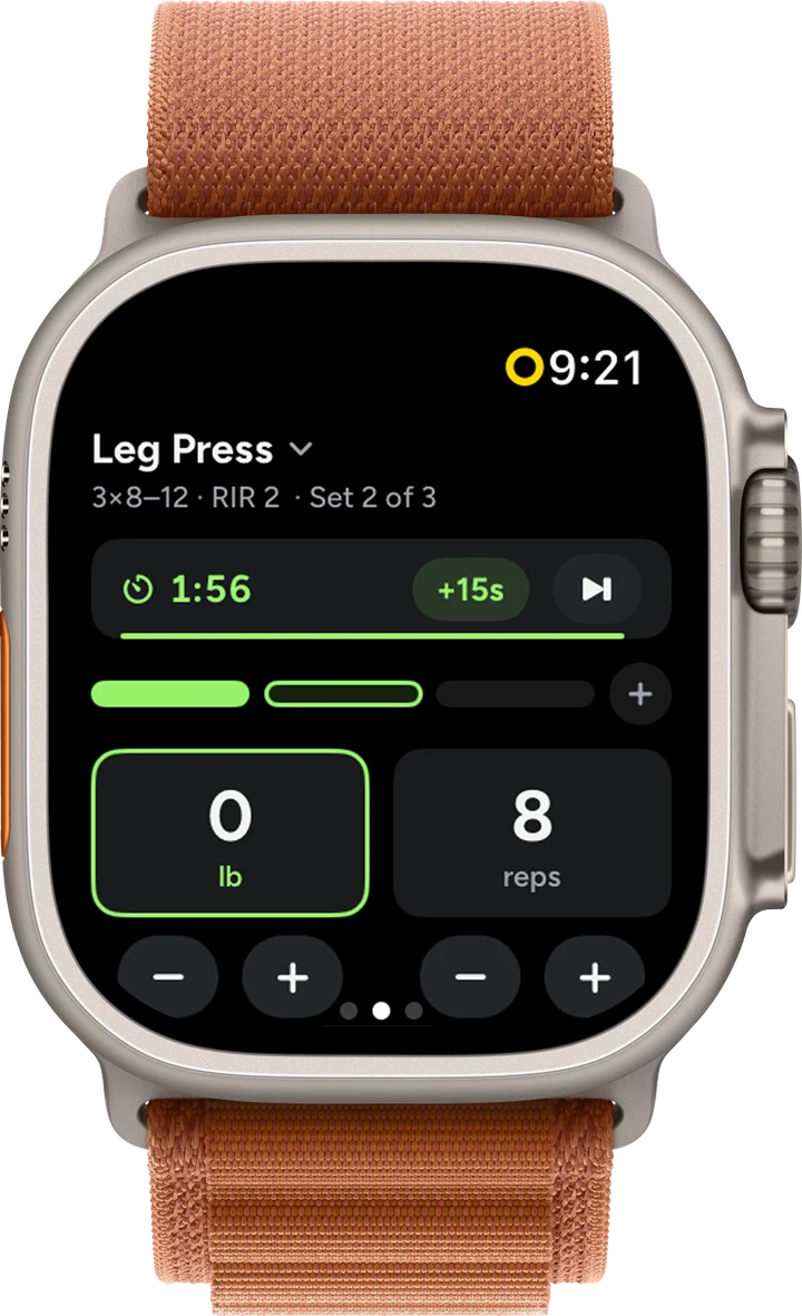 Vitalume on Apple Watch Ultra: rest timer between sets with heart rate